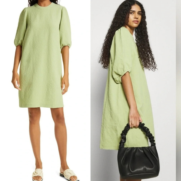 NWOT Samsoe Junis Crewneck Shift Dress Tarragon Green Casual Women’s XS - Picture 1 of 11